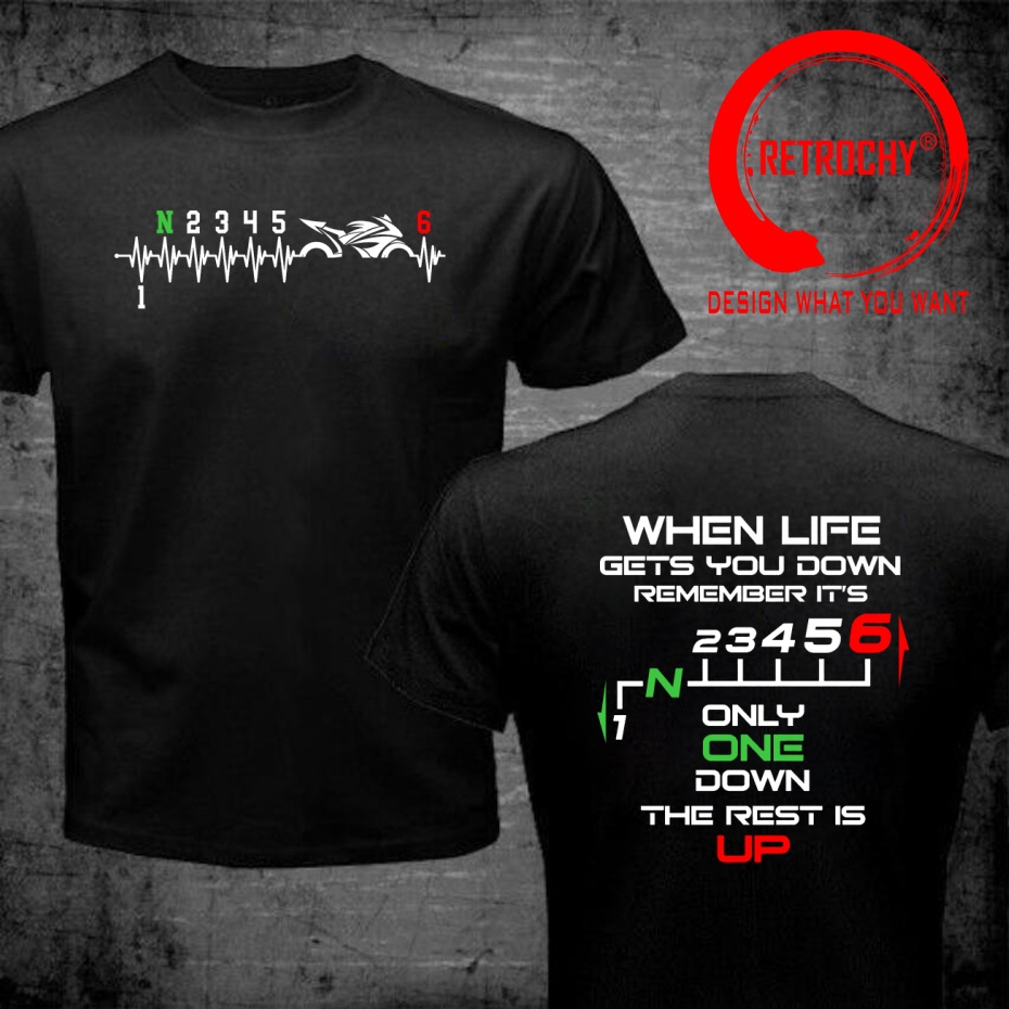 Motorcycle Gear Up Down - ดีไซน์ตลกขบขัน 1N23456 เสื้อยืดลายหัวใจสำหรับขับขี่มอเตอร์ไซค์ เกียร์เดินหน้าหนึ่ง ถอยหลังห้า สำหรับผู้ชาย