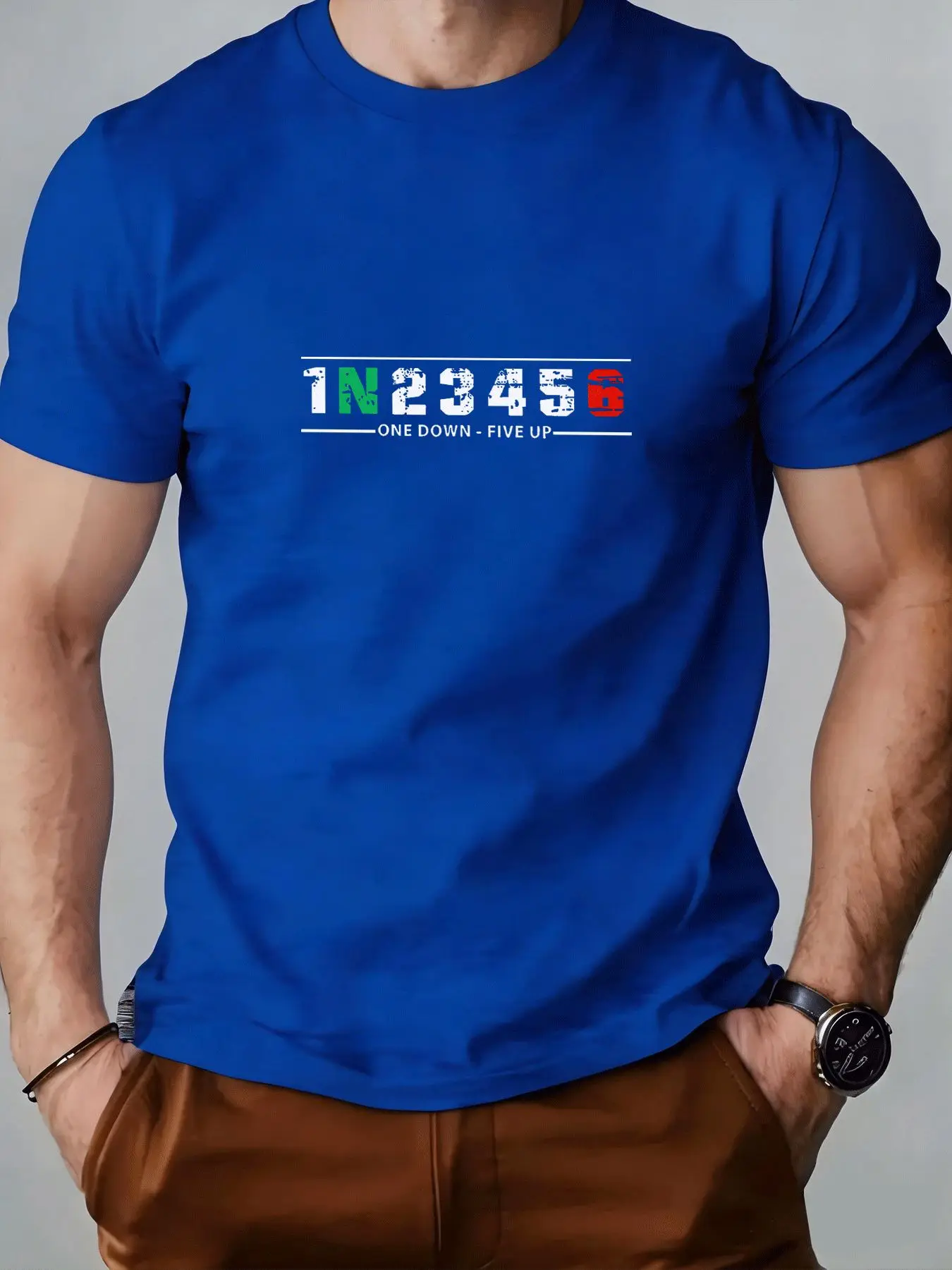 เสื้อยืดผู้ชาย 1N23456 ลายกราฟ - Motorcycle Gear Up Down บทวิจารณ์และราคา