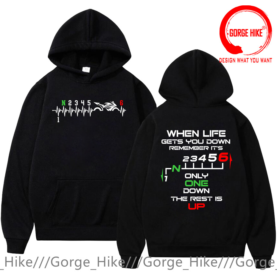 1N23456 เสื้อฮู้ดลายเกียร์มอเต - Motorcycle Gear Up Down บทวิจารณ์และราคา