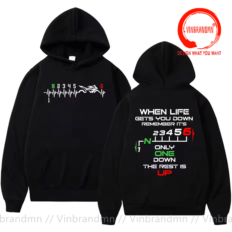 1N23456 เสื้อฮู้ดลายเกียร์มอเต - Motorcycle Gear Up Down บทวิจารณ์และราคา